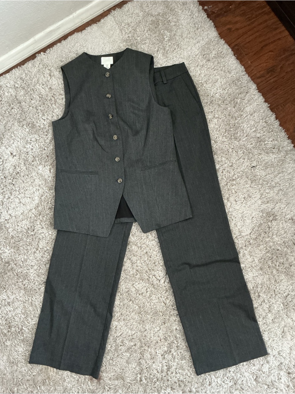 H&M Charcoal Gray Tailored Vest and Pants Set